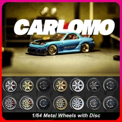 Carlomo S-Class 1/64 Wheels With Rubber Tires Brake Disc Bearings Rotate Super Smooth 9.5mm Rims for Hot Wheels Diecast Vehicle