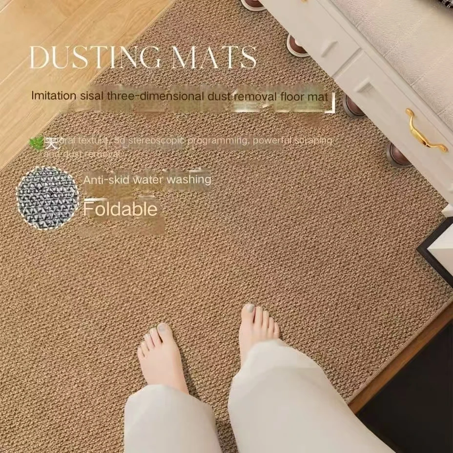 Modern solid color imitation sisal door mat for household use pineapple ring anti-slip full floor living room carpet easy to tak