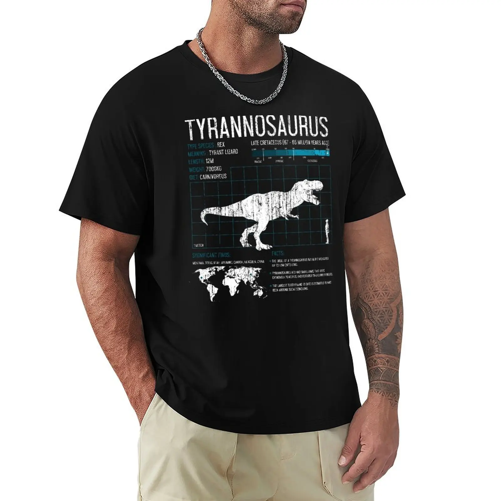 T-Rex Dinosaur Facts Tyrannosaurus Rex Science T-Shirt Running Gym Short Sleeve Sports Tee