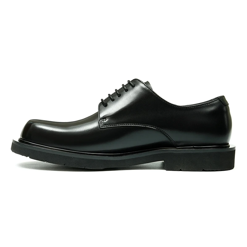Business Casual Leather Shoes Simple Style Genuine Leather British Round Toe Formal Dress Wear Versatile Elegant Derby Men Shoes