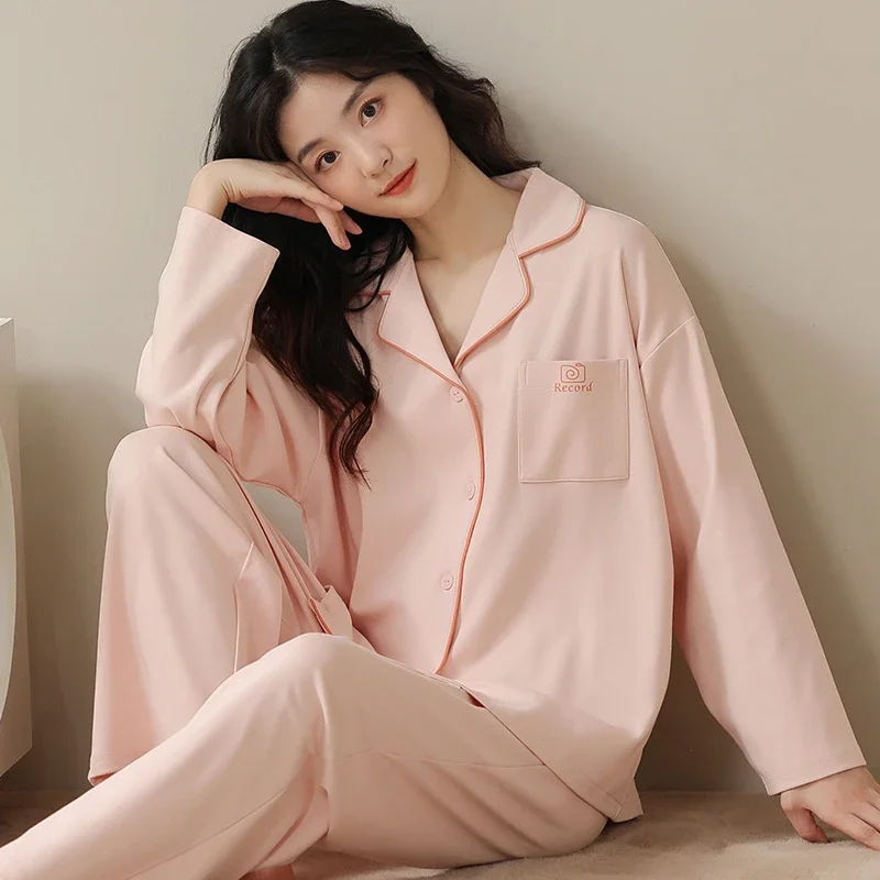 Pijama de manga larga para Mujer, ropa de Dormir suave, color blanco liso, para dormitorio y hogar