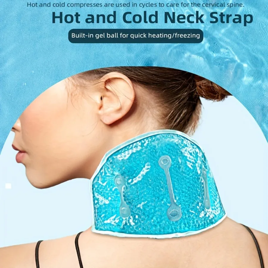 Reusable Gel Bead Neck Strap - Universal Fit Hot/Cold Compress for Shoulder, Neck, and Waist Relief - Microwave and Refrigerator