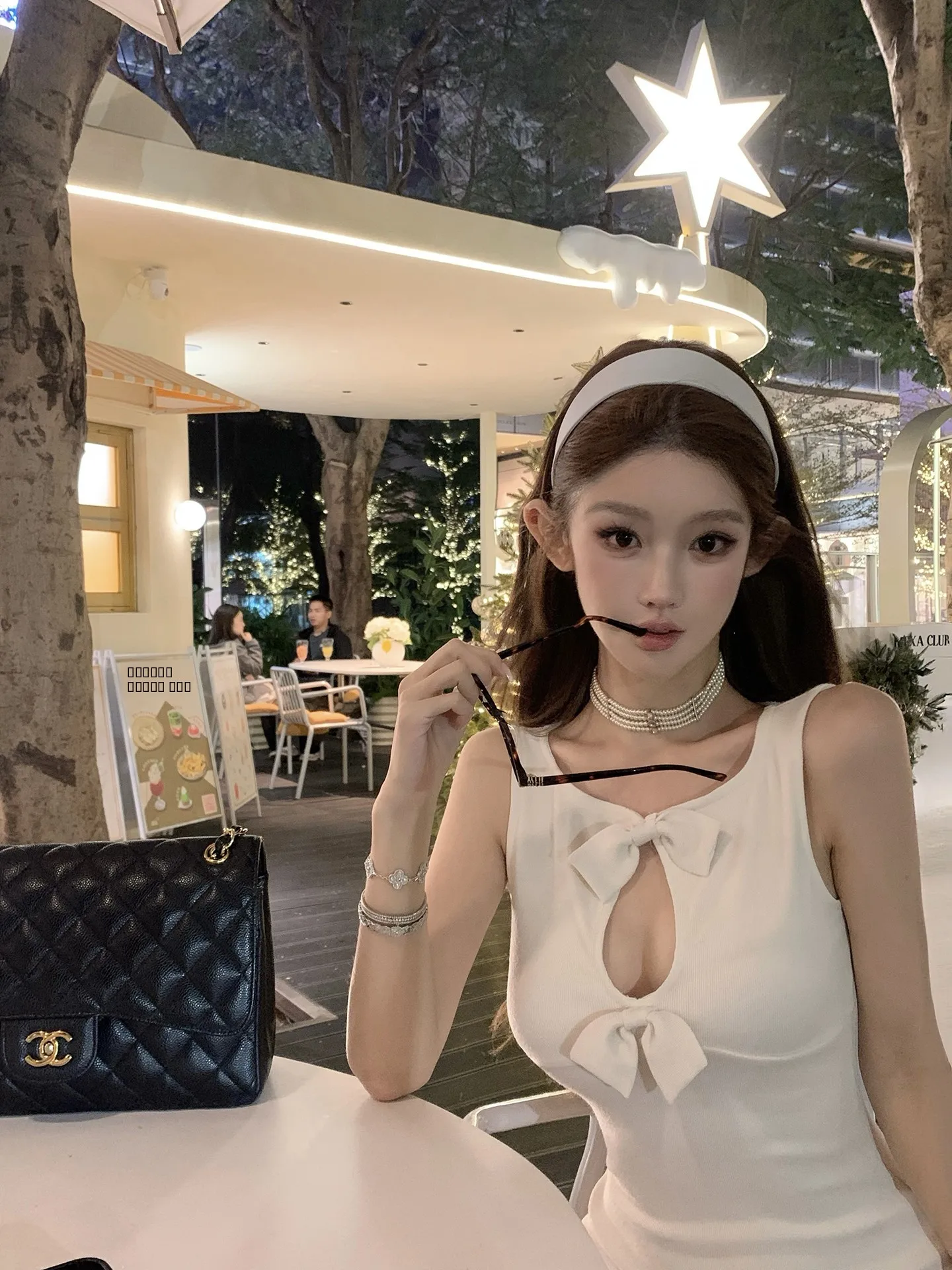 

JOEY White Rabbit Cute Knot Hollow out Winter Inner Wear Dr Waterdrop Hollow out Dr Women's Faion Par Gown