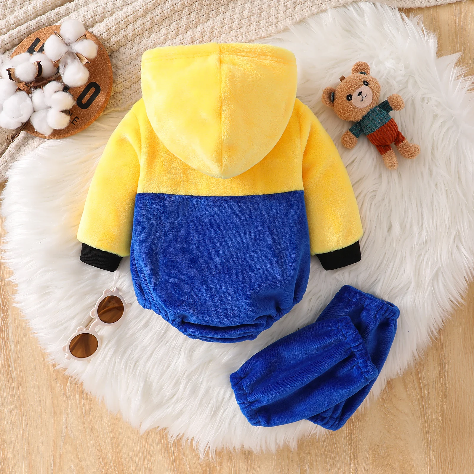 

Baby Boys Girls Halloween Costume Winter Fuzzy Warm Romper Foot Covers Hat Animal Plush Jumpsuit Infant Cute Outfits