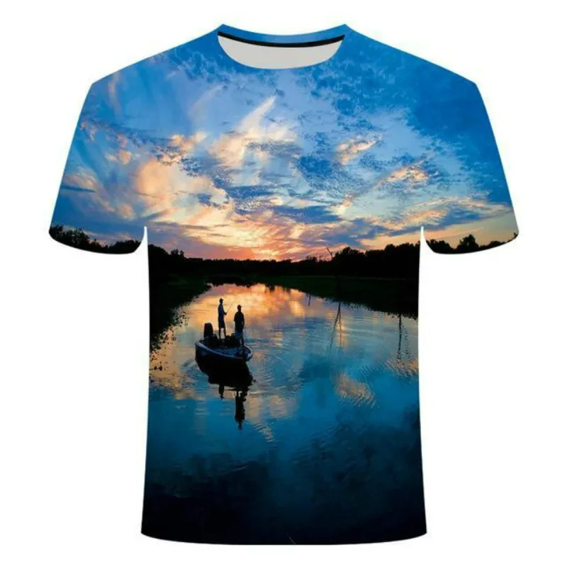 Summer Wild Fishing Men's T-shirt 3D Creative Design Printed Popular Fishing Enthusiast Casual Clothes Unisex O-Neck Tees Tops