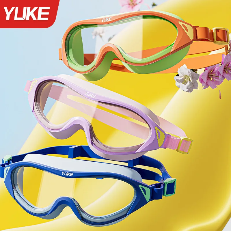 

Kids Swimming Goggles Boys Girls HD Waterproof Anti Fog Large Frame Diving Goggles with Swimming Cap