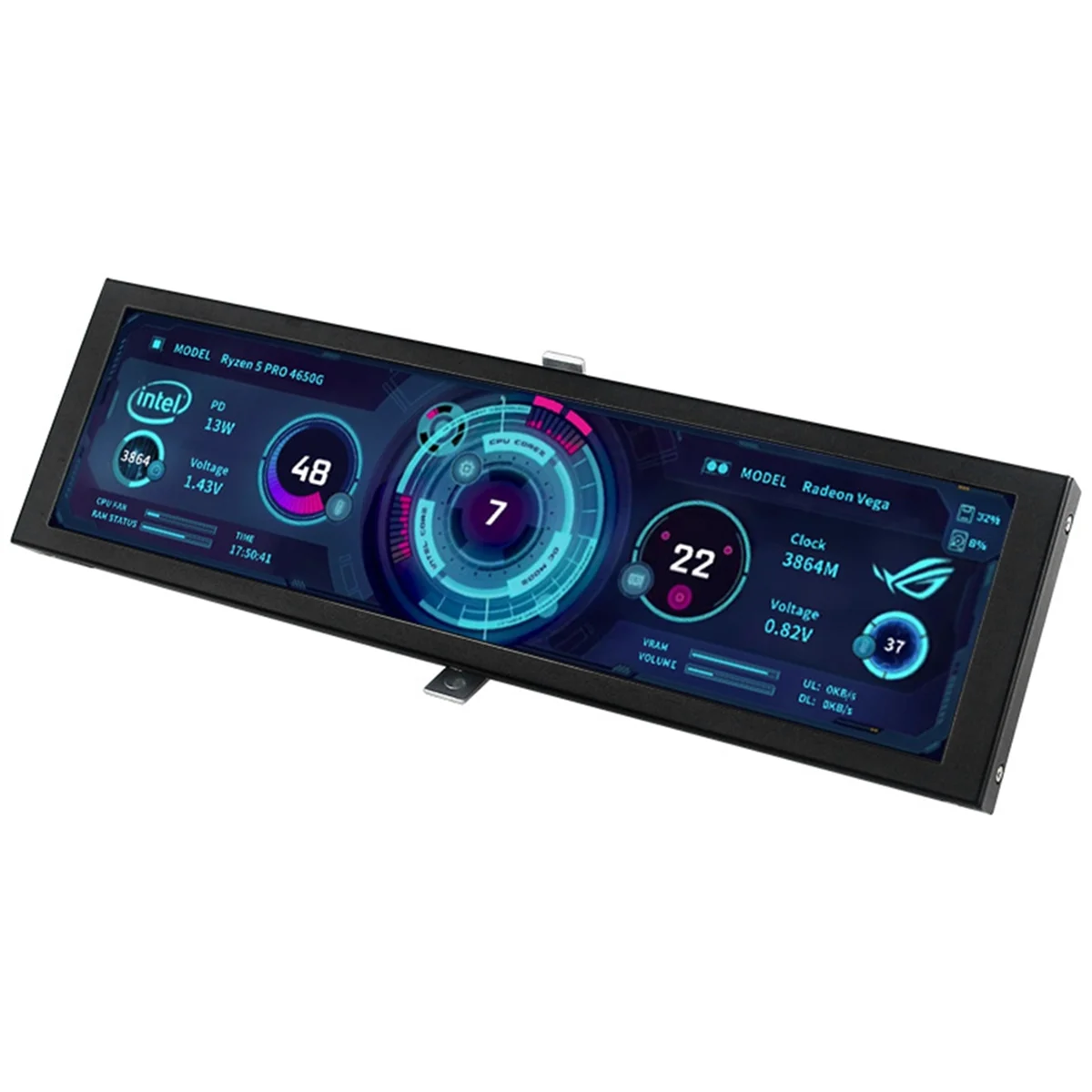 A49T Turing 8.8Inch IPS Type-C Secondary Monitor - Smart Display Case for CPU, GPU, RAM Monitoring with USB Interface Black
