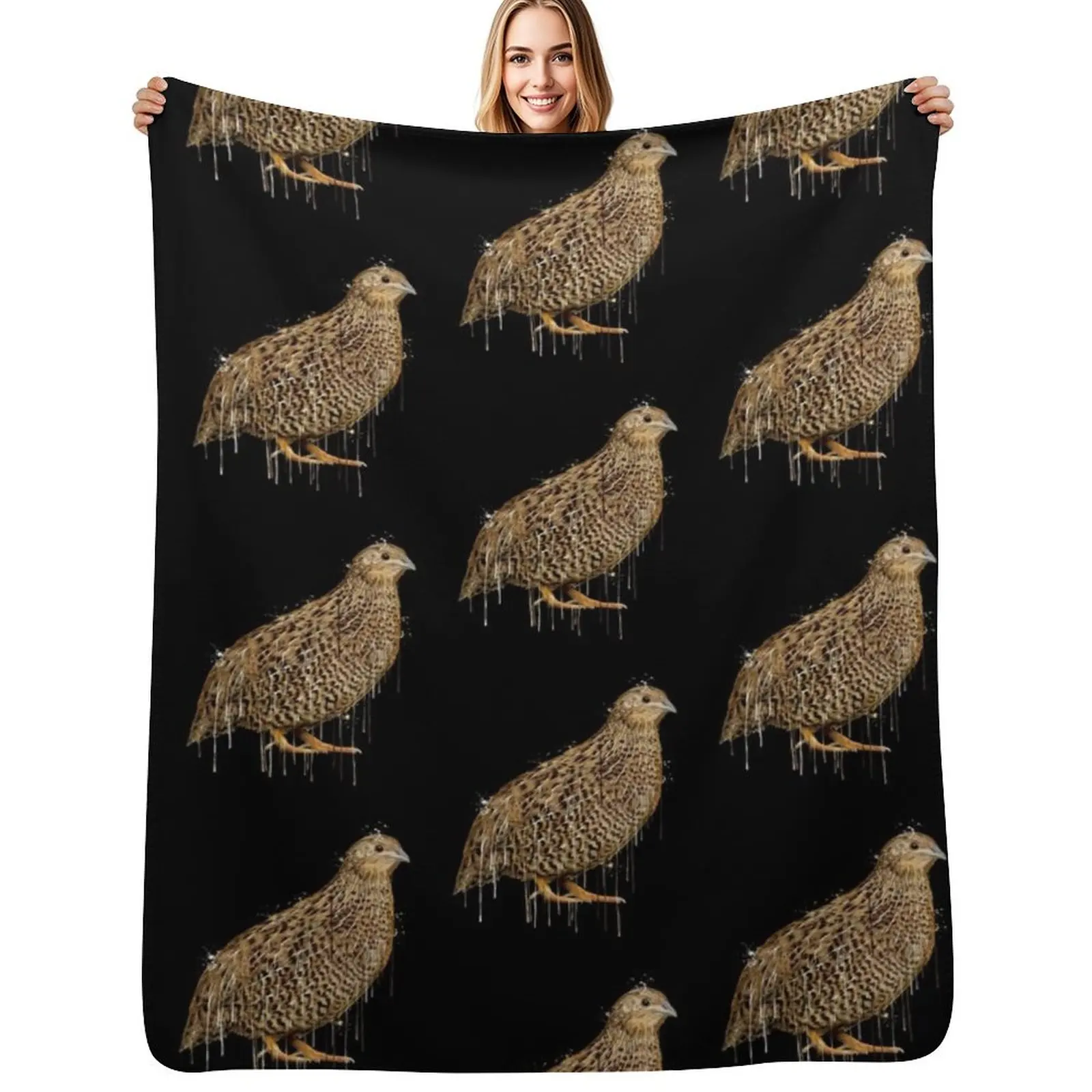 Quail Drip Throw Blanket Cozy Throw Blanket Birthday Gift for Him Her