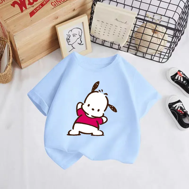 Sanrio 2024 Summer T-shirt boy Girls Kids Clothing Girls Clothing Tops Short sleeves Sports Fashion Short sleeves ages 3-14