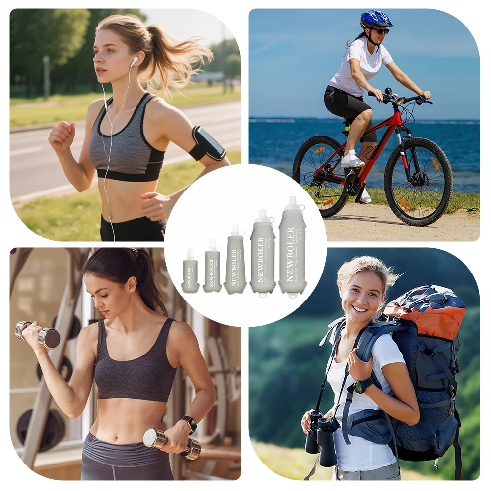 500/800/1000ml Sport-Wasserflasche TPU Faltbare Weiche Trinkflasche Tragbare Wasserflasche für Laufen Wandern Radfahren Fitness Wasserbeutel – Detail 2