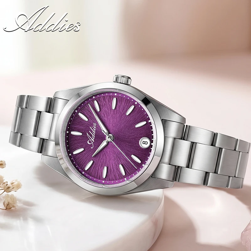 Addies Women Quartz Watches Sapphire Crystal 31mm Stainless Steel 5Bar Waterproof BGW9 Super Luminous Dress Woman Wristwatch