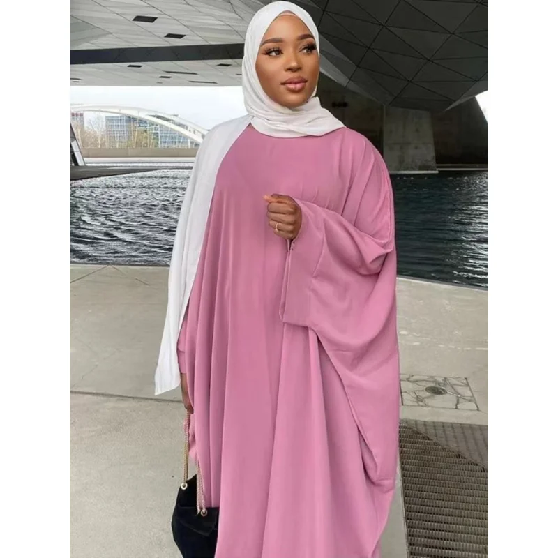 

Muslim Abayas For Women Batwing Sleeve Ramadan Eid Prayer Dress Black Loose Kimono Clothes Casual Saudi Arabic Wear Morocco