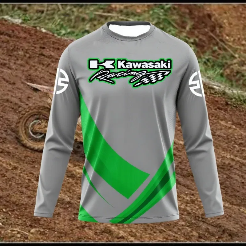 

Kawasaki Racing Racing Racing New Cycling Top Long Sleeve, 3D Printed Long Sleeve T-shirt Cycling Quick Drying Breathable