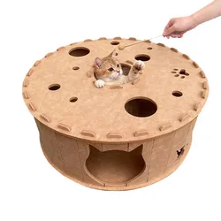 Cueva donut de fieltro para gatos: túnel lavable y duradero