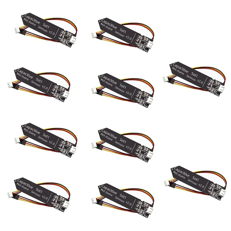 10PCS Capacitive Soil Moisture Sensor Module 3.3-5.5V 3-Pin W/Gravity Wire Corrosion Resistant for Garden Watering DIY