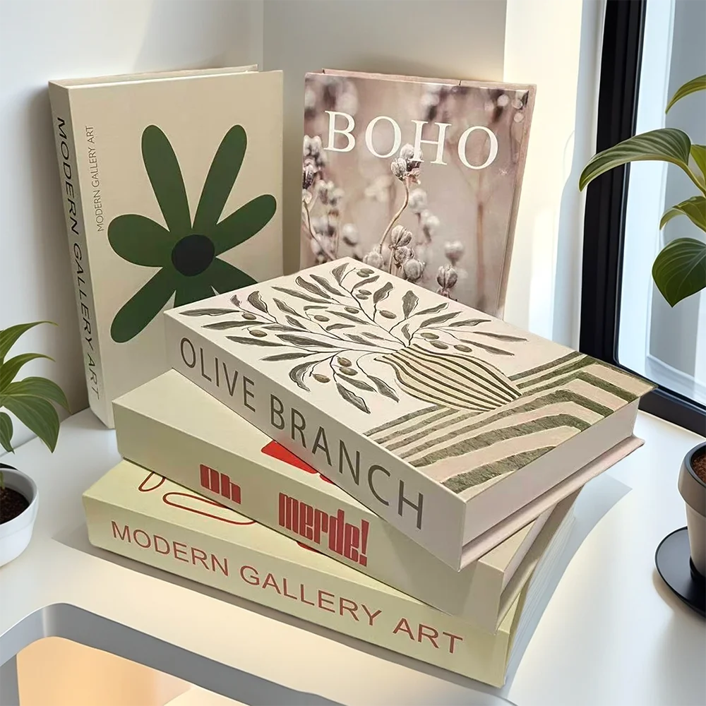 

Boho Scandinavia Style Fake Books Decoration Storage Box Living Room Decorative Hotel Coffee Table Bedroom Aesthetic Home Decor