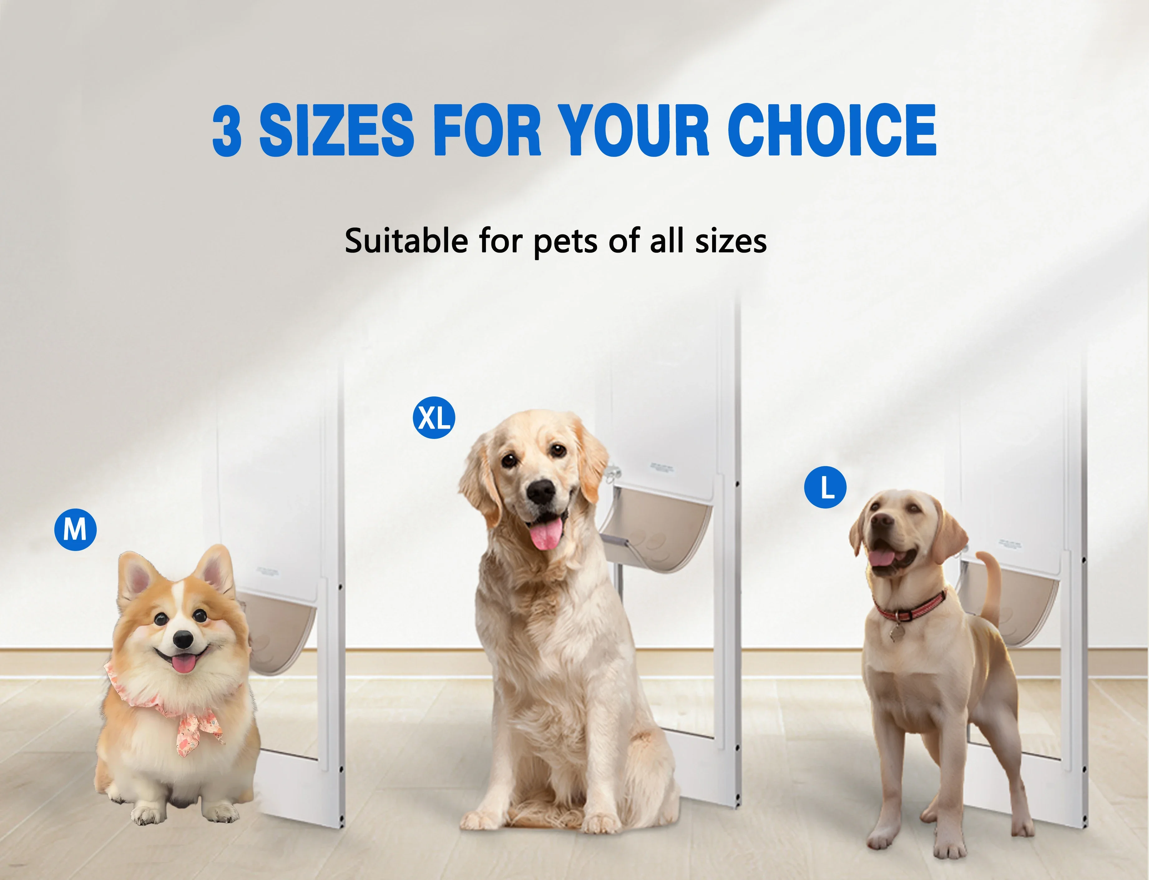 Larger Medium Small Size White Dog Or Cat Door for Sliding Door Easy Install And Security