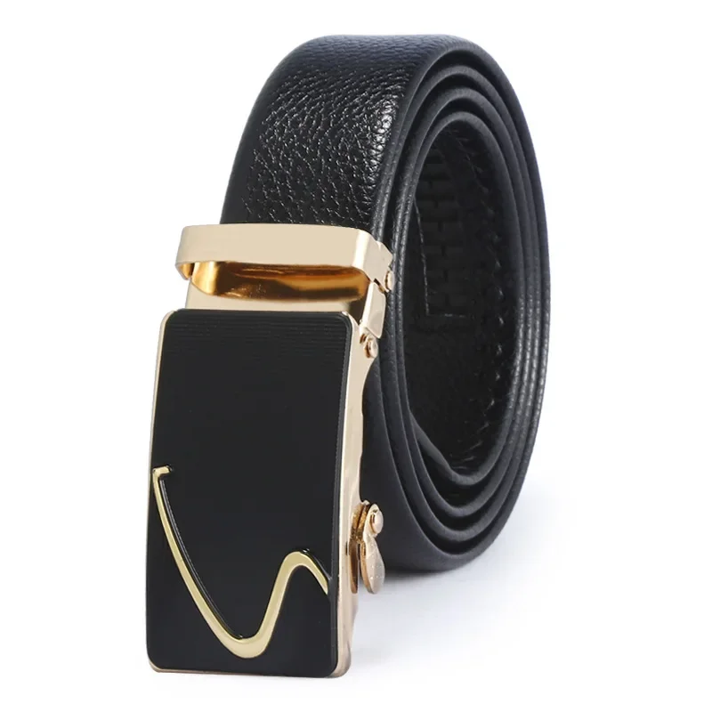 

Man PU Leather Belt High Quality Men Business Belt Golden Automatic Buckle Waist Buckle Rhinestone Decoration Males Luxury Belt