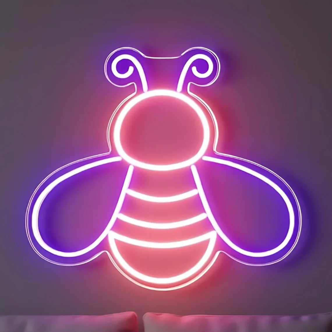 لطيف النحل النيون علامة النحل جدار خلفية عكس الضوء النيون ديكور لغرفة الأطفال ، حديقة ، المنزل ، المطعم ، بار ، نادي