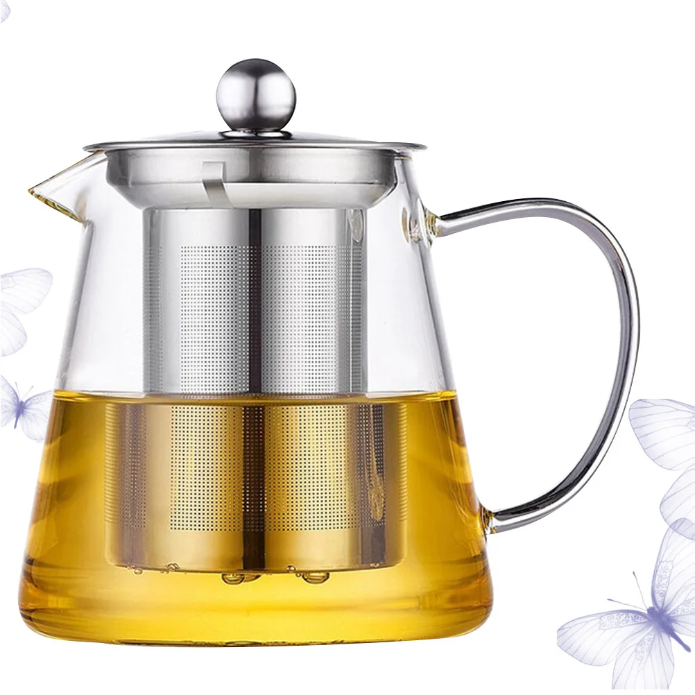 

550ml Glass Tea Pot Heat Resistant Teapot Stainless Steel Filter Large Capacity Kettle for Scented Tea Coffee Kettle for Coffee