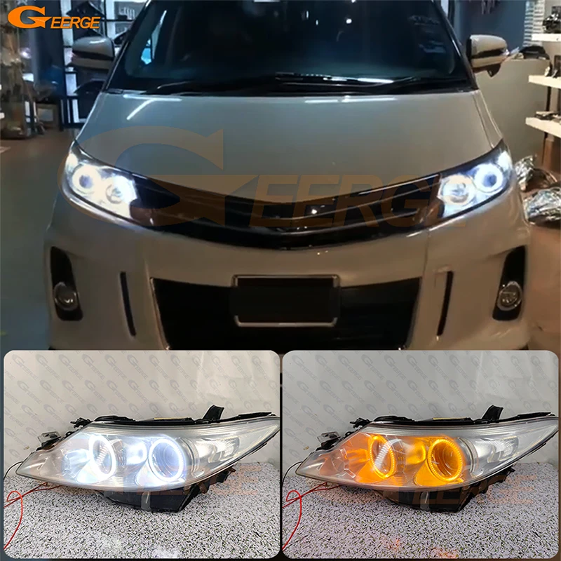 

For Toyota Estima Tarago Previa ACR50 2006 - 2015 Ultra Bright A/W Switchback Day Light Turn Signal LED Angel Eyes Halo Rings