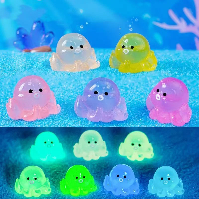 10pcs Cute 3D Luminous octopus Marine animal Charms Resin Pendant For Jewelry Making Accessories DIY Earrings Necklace Keychain