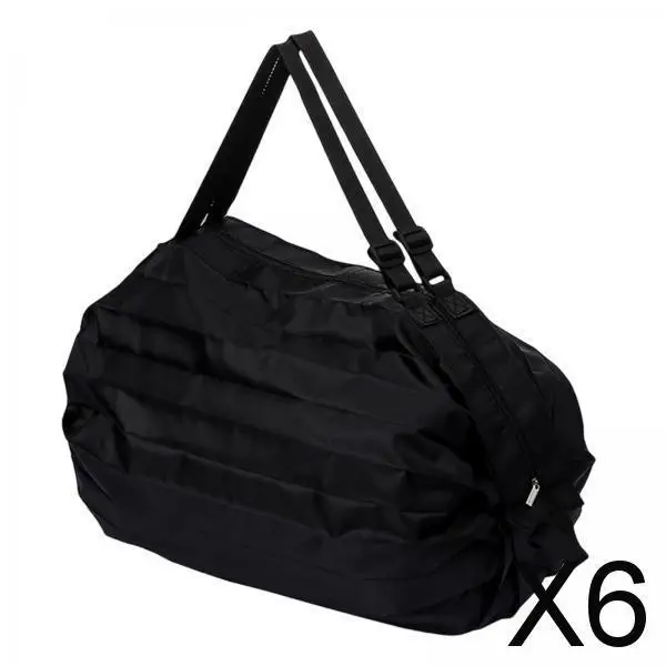 

6xМногофункциональная многоразовая сумка для покупок, водонепроницаемая пляжная сумка для хранения продуктов, черная