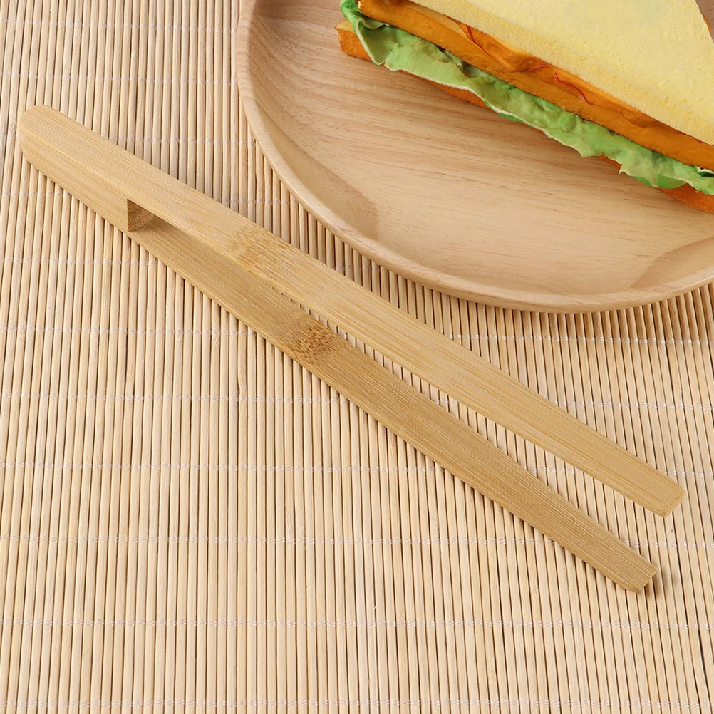 

2Pcs Bamboo Kitchen Toaster Tongs Long Heat Resistant Ergonomic Cooking Serving Grilling Baking Frying Bamboo Tongs