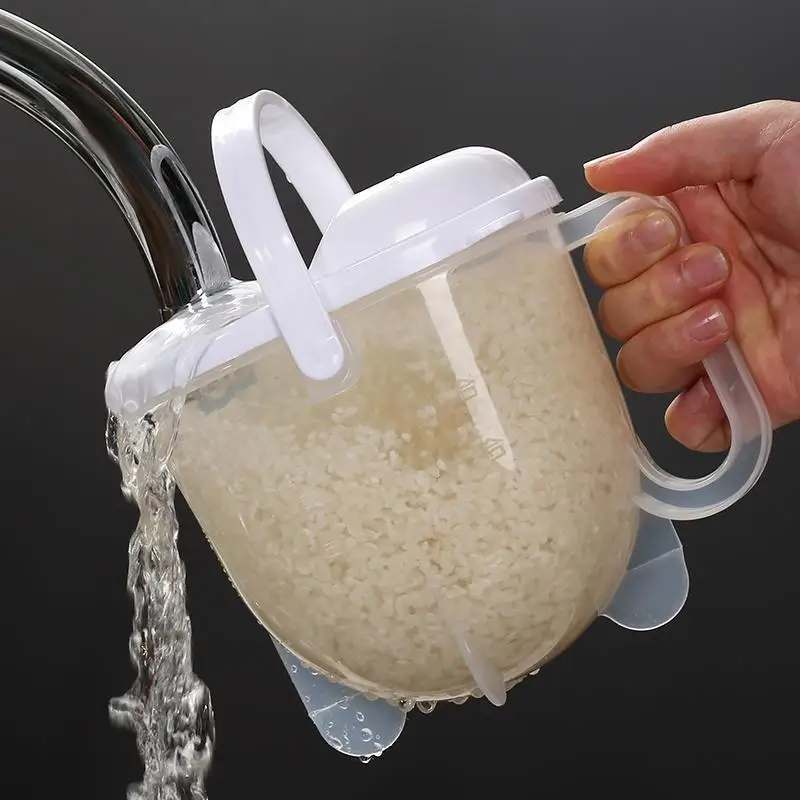 New-Rice Strainer With Handle Rice Wash Strainer Bowl With Lid Convenient Multifunctional Kitchen Items For Grain Beans
