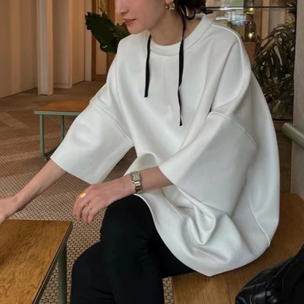 

Gagarich 2025 Summer New Style Japanese Three Dimensional Round Neck Hooded Top Casual Loose Shirt Half Sleeve