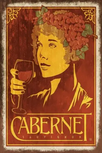 Cabernet Wine Advert Aged Look Vintage Retro Style Metal Sign Plaque Pub Mancave sign
