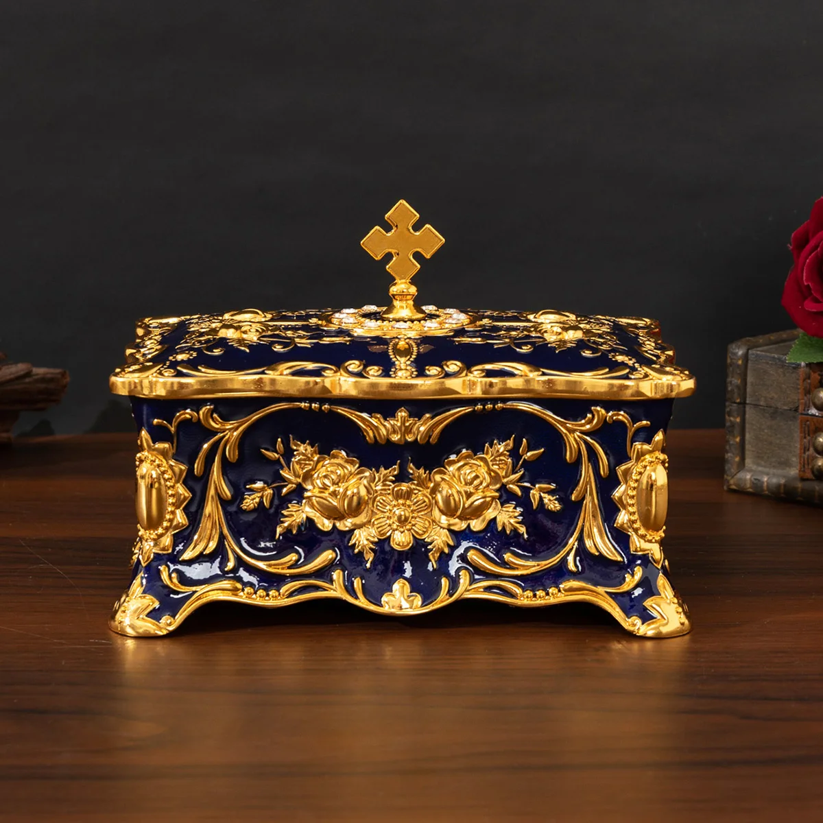 European Style Metal Creative Enamel Color Diamond Multi-layer Wedding Jewelry Box Exquisite High-end Princess Cross Jewelry Sto