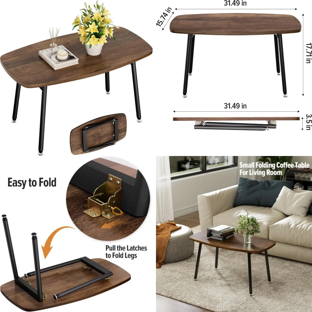 طاولات المقهى طاولة قهوة ريفية قابلة للطي لغرفة المعيشة على طراز المزرعة لتوفير المساحة طاولة صغيرة #1