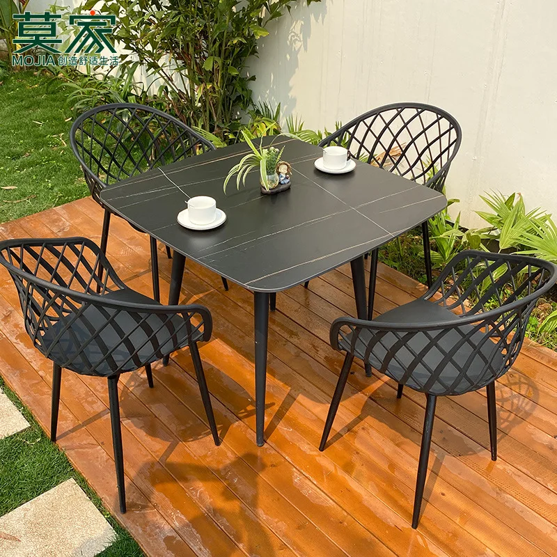 

Outdoor table and chair three-piece combination milk tea shop dining chair Nordic Internet celebrity outdoor leisure table