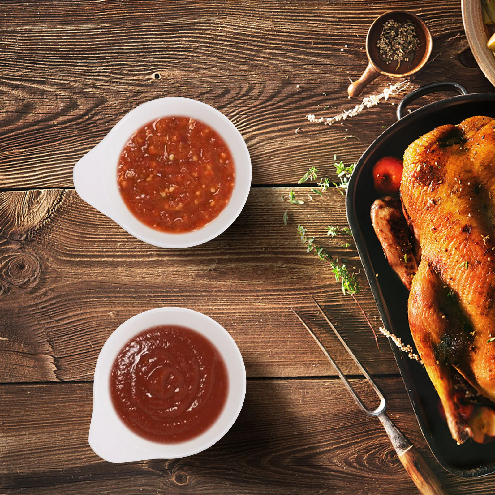 

4 pcs Monaural Seasoning Bowl Food Grade Plastic Thick Sauce Dish For Home Kitchen Camping Bbq Picnic Condiment Storage