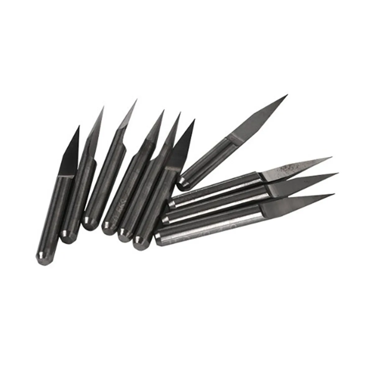 

10 шт., 20 градусов, V-образные твердосплавные гравировальные насадки с плоским дном, 0,1 мм, фрезерный станок с ЧПУ, печатная плата, дерево, акрил, 20 градусов, гравировальный инструмент