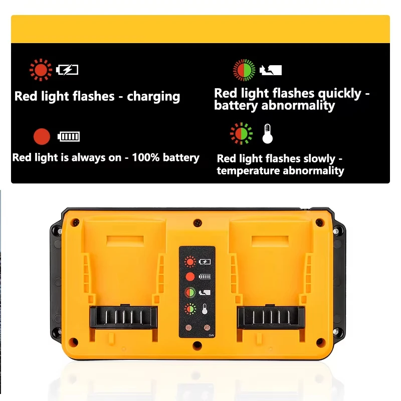 NEW Portable Dual Ports Charger For Dewalt 18V-20V Lithium Battery Rechargeable DCB207 DCB206 DCB204 DCB203 Fast Charger view 2