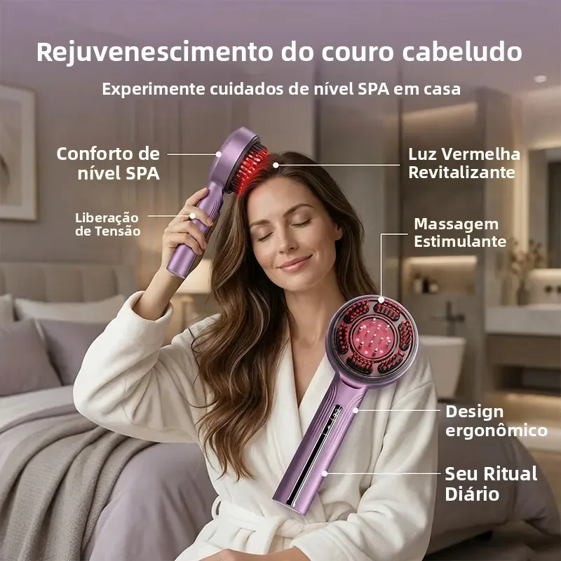 Electric EMS Scalp Massager Comb Red Light Therapy Hair Growth Massage Brush Anti Hair Loss Liquid Applicator Hair Care Styling