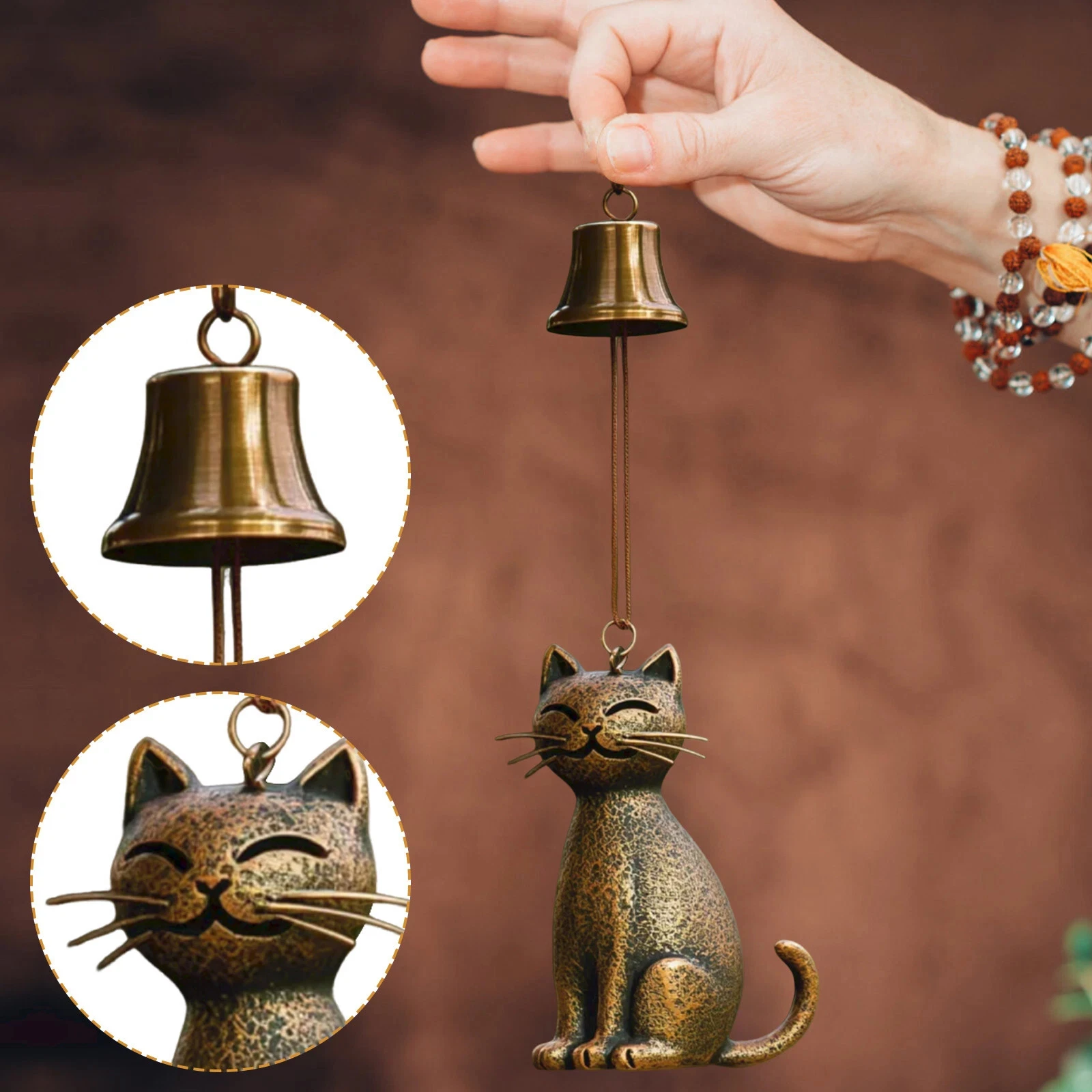 Brass Cat Wind Chimes Door and Window Decorations Outdoor Courtyard Iron Hanging Ornaments DIY Gift - Image 3
