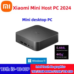 샤오미 미니 호스트 PC 2024 데스크탑 컴퓨터 I5-1340P, 인텔 NUC 16GB DDR4 RAM 512GB SSD, HDMI2.1, 윈도우 11, 휴대용 미니 pcWiFi6