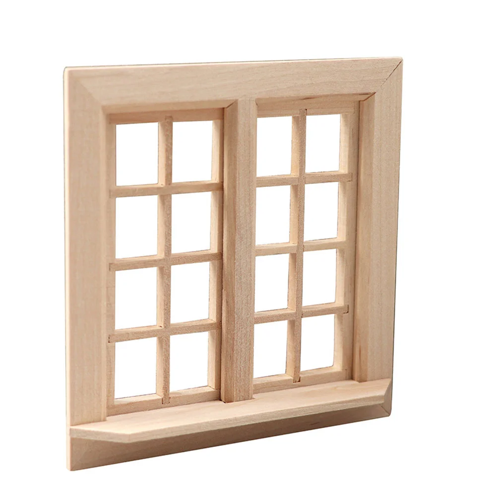 Dollhouse Furniture Simulation Doors and Windows Mini Model Uncolored Wooden Dollhpuse