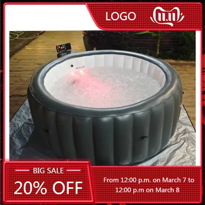 STLF حمام سباحة قابل للنفخ حوض استحمام ساخن معدات سبا مع جهاز تحكم عن بعد أنابيب كبيرة قابلة للنفخ للبالغين والأطفال حمام عائلي #1