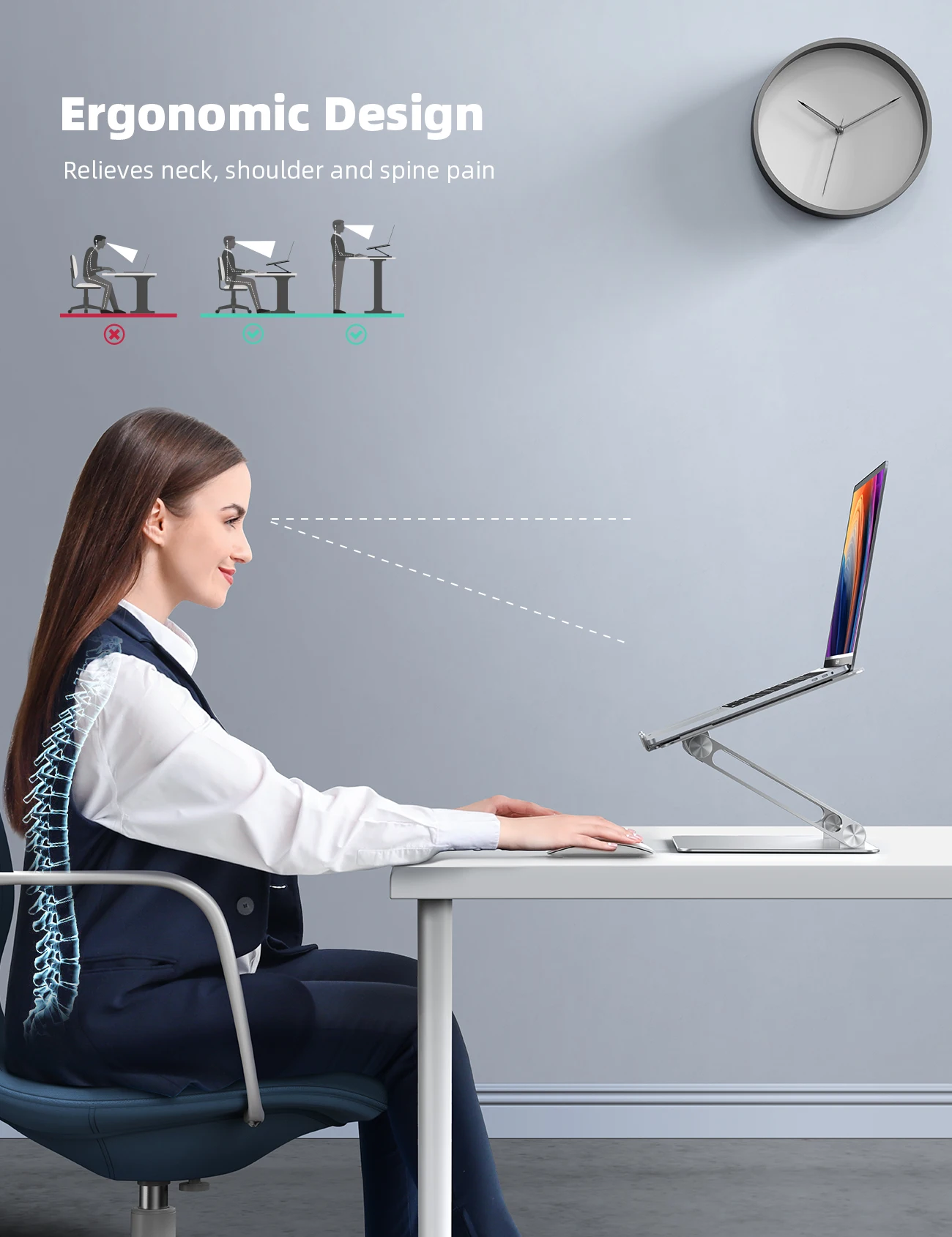 Sturdy Adjustable Laptop Stand Portable Laptop Riser Ergonomic Computer Notebook Stand Holder for 10-17 Inch Laptops