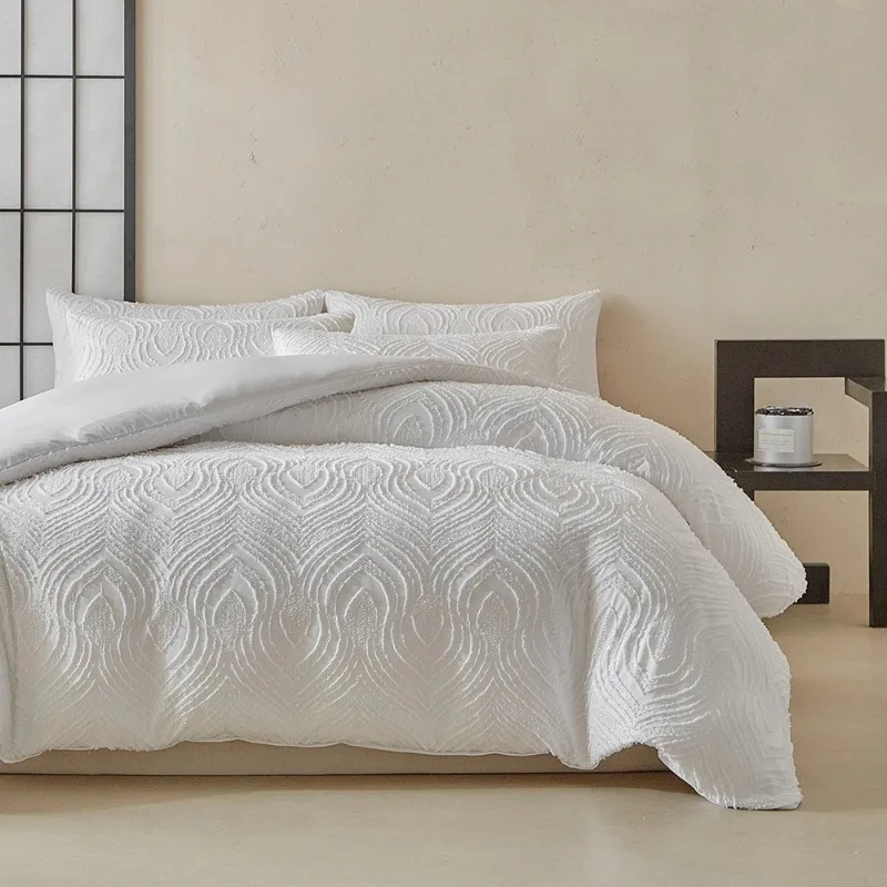 Bettbezug-Set für Einzel-, Doppel-, Queen- und Kingsize-Betten 135x200 Nordischer Quiltbezug 240x220 Doppel- und Einzelbett Weiße Blattmuster-Bettwäsche 200x200
