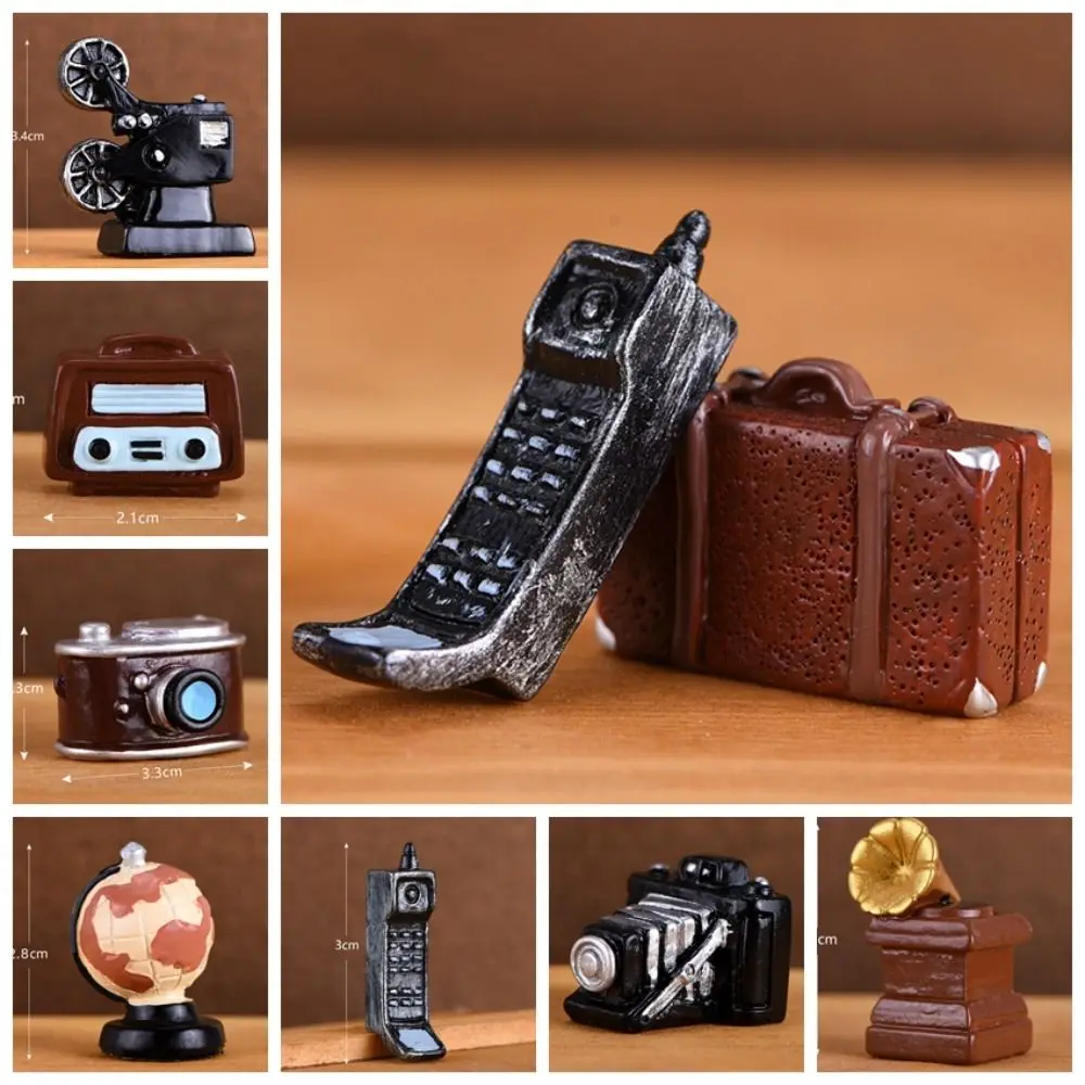 Decoração para casa retro nostálgico estatueta casas de boneca figura mini câmera miniaturas modelo em miniatura retro