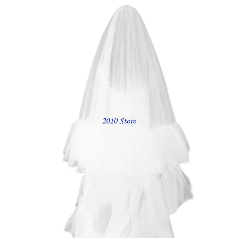 

F3MF Luxurious Veil Graceful Wedding Veil Delicate Double Layers Bridal Veil