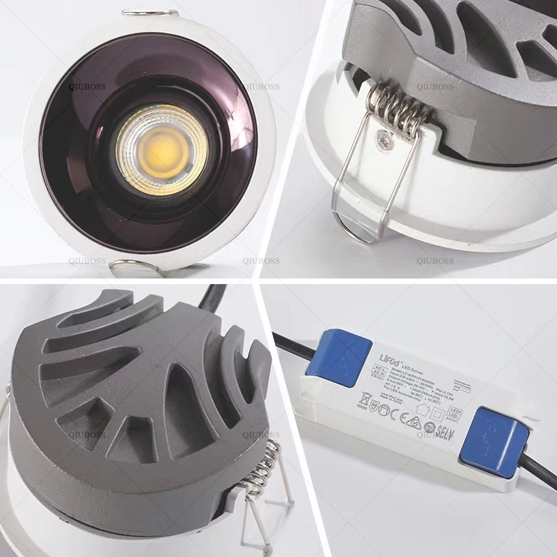 Foco COB regulable ultradelgado, foco antideslumbrante, empotrado, LED, AC85-265V, 5W, 9W, 12W, 20W, iluminación interior