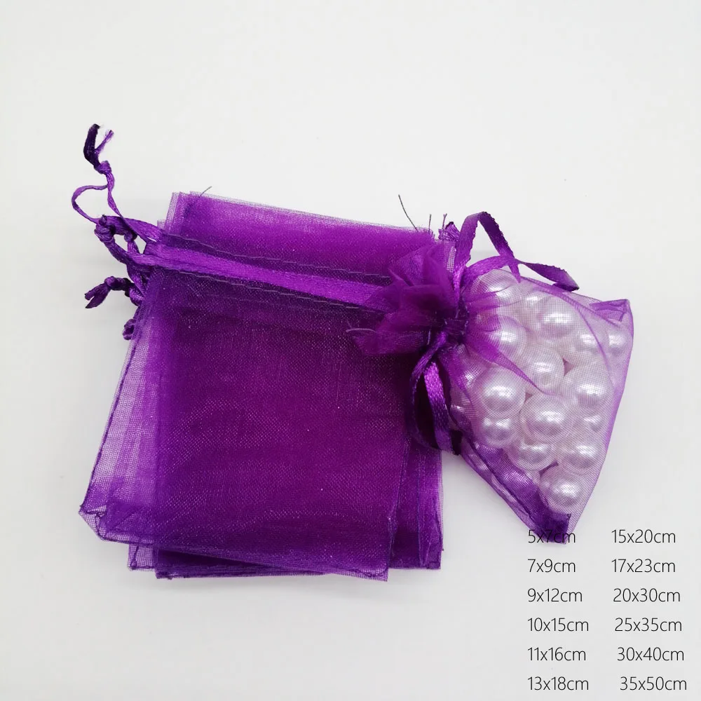 1000pcs Dark สีม่วง Organza สายรัดกระเป๋าเครื่องประดับกระเป๋าของขวัญสำหรับงานแต่งงาน/Christmas/เครื่องประดับบรรจุภัณฑ์กระเป๋า DIY