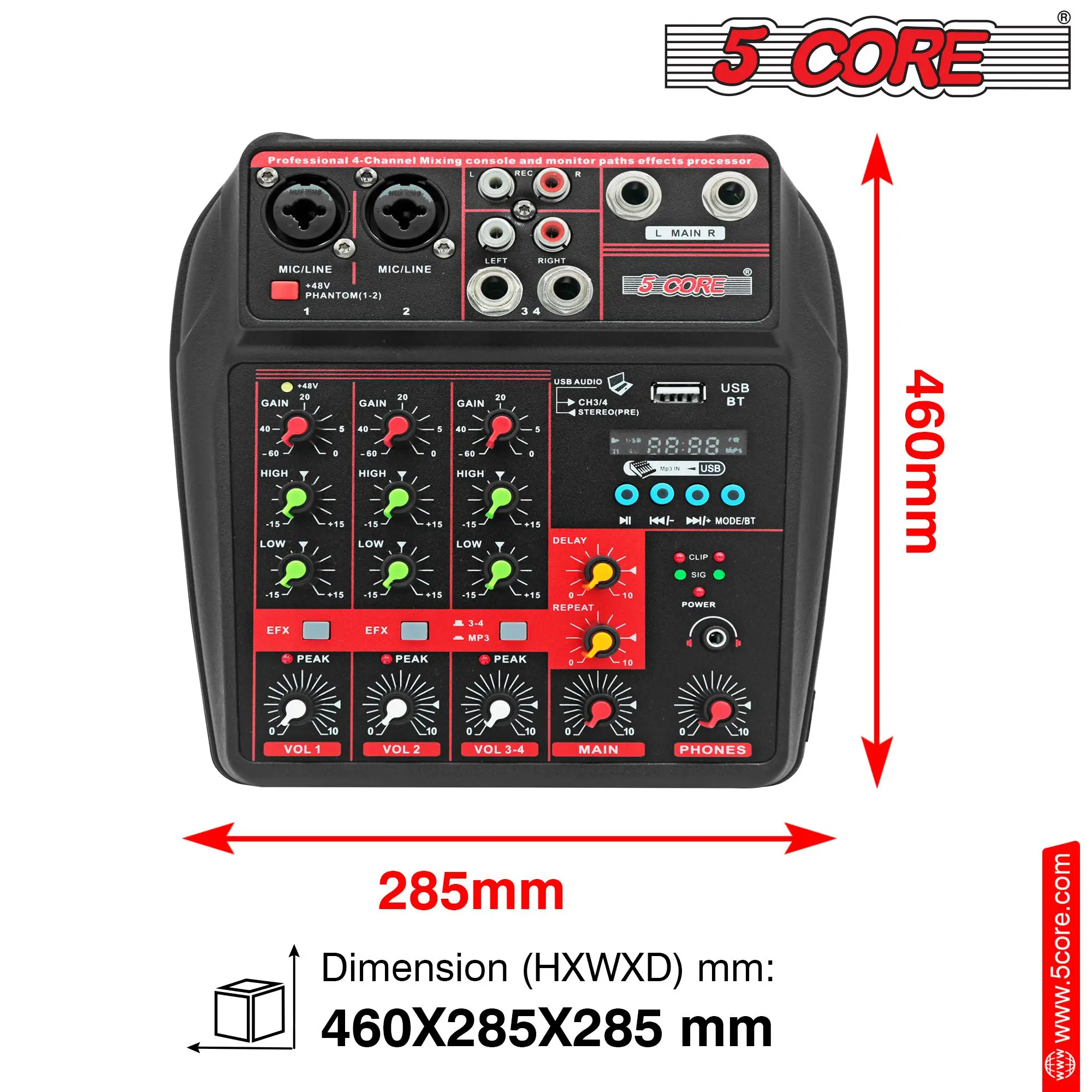 جهاز مزج واجهة الصوت 4 قنوات PC XLR بلوتوث USB DJ Music Podcast Karaoke Sound Board - MX 4CH