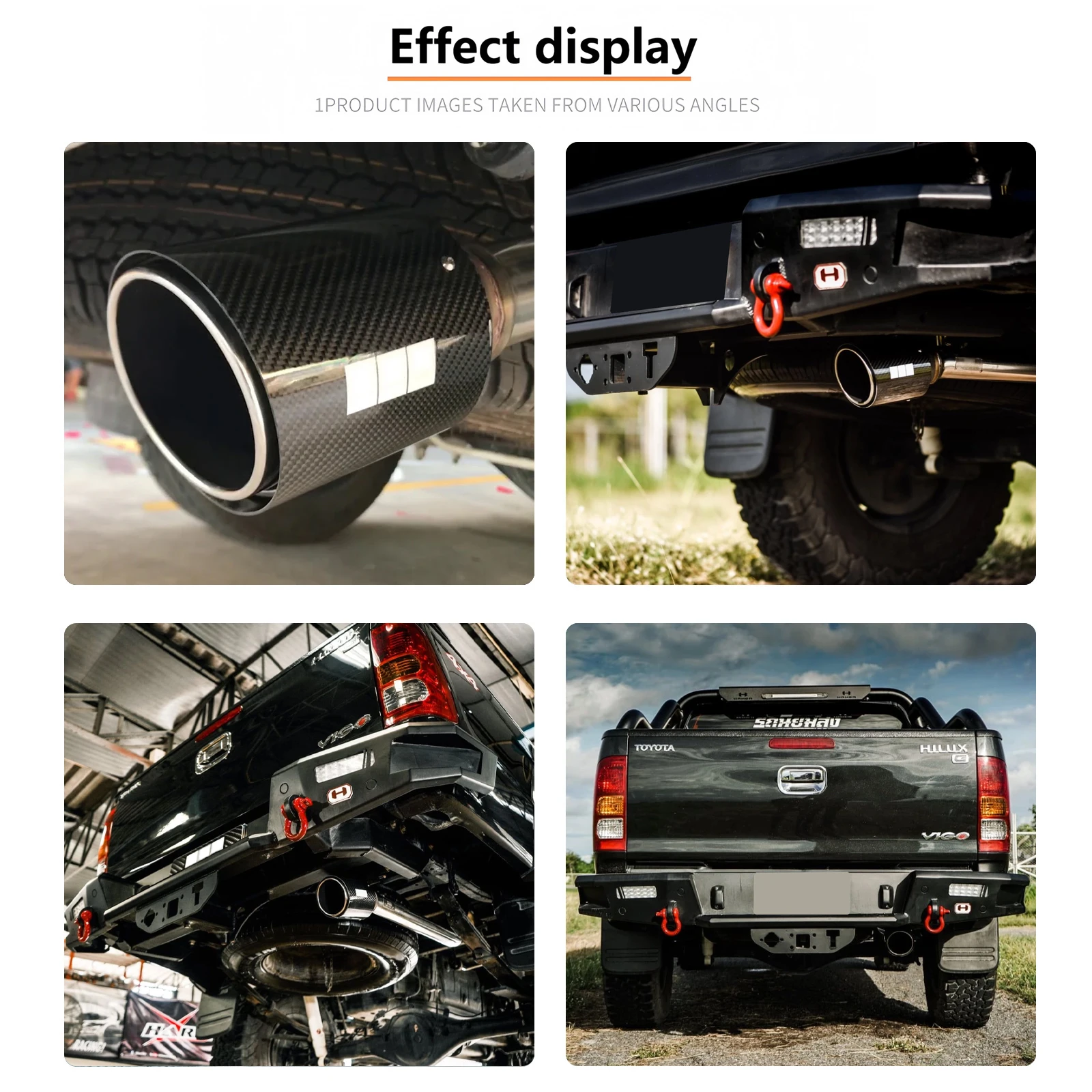 Cat Back Exhaust System for HKS Toyota Hilux VIGO Single Carbon Fiber Tail Tip Muffler Exhaust Pipe Performance Exhaust System - Image 6
